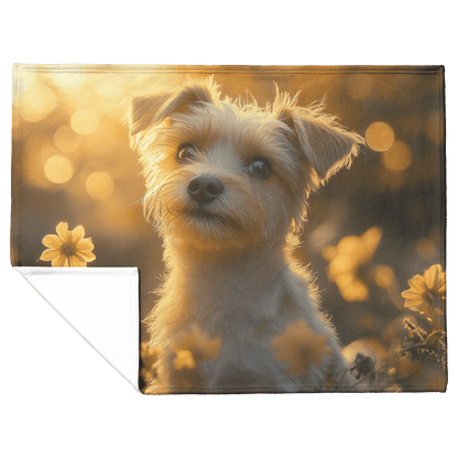 Parson Russell Terrier in Forest Setting Surrounded by Shimmering Textures and Glowing Silver Highlights Fleece Sherpa Blanket - Awakening Righteousness