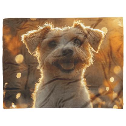 Parson Russell Terrier in Forest Setting Surrounded by Shimmering Textures and Glowing Silver Highlights Fleece Sherpa Blanket - Awakening Righteousness