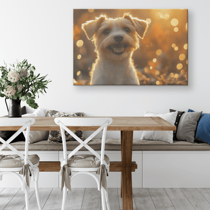 Parson Russell Terrier In Forest Setting With Shimmering Textures And Glowing Silver Highlights Canvas Wall Art Decor - Awakening Righteousness
