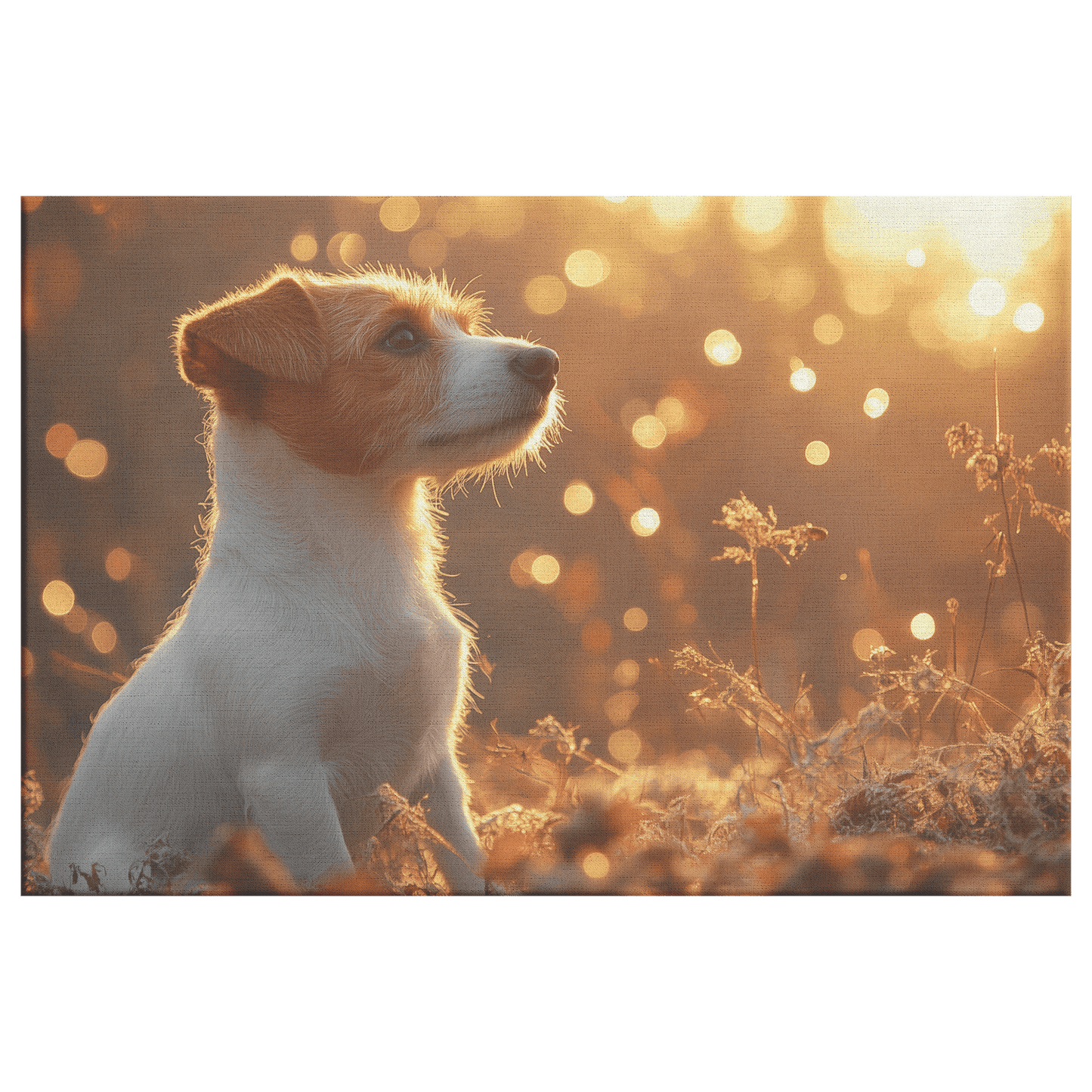 Parson Russell Terrier In Forest Setting With Shimmering Textures And Glowing Silver Highlights Canvas Wall Art Decor - Awakening Righteousness