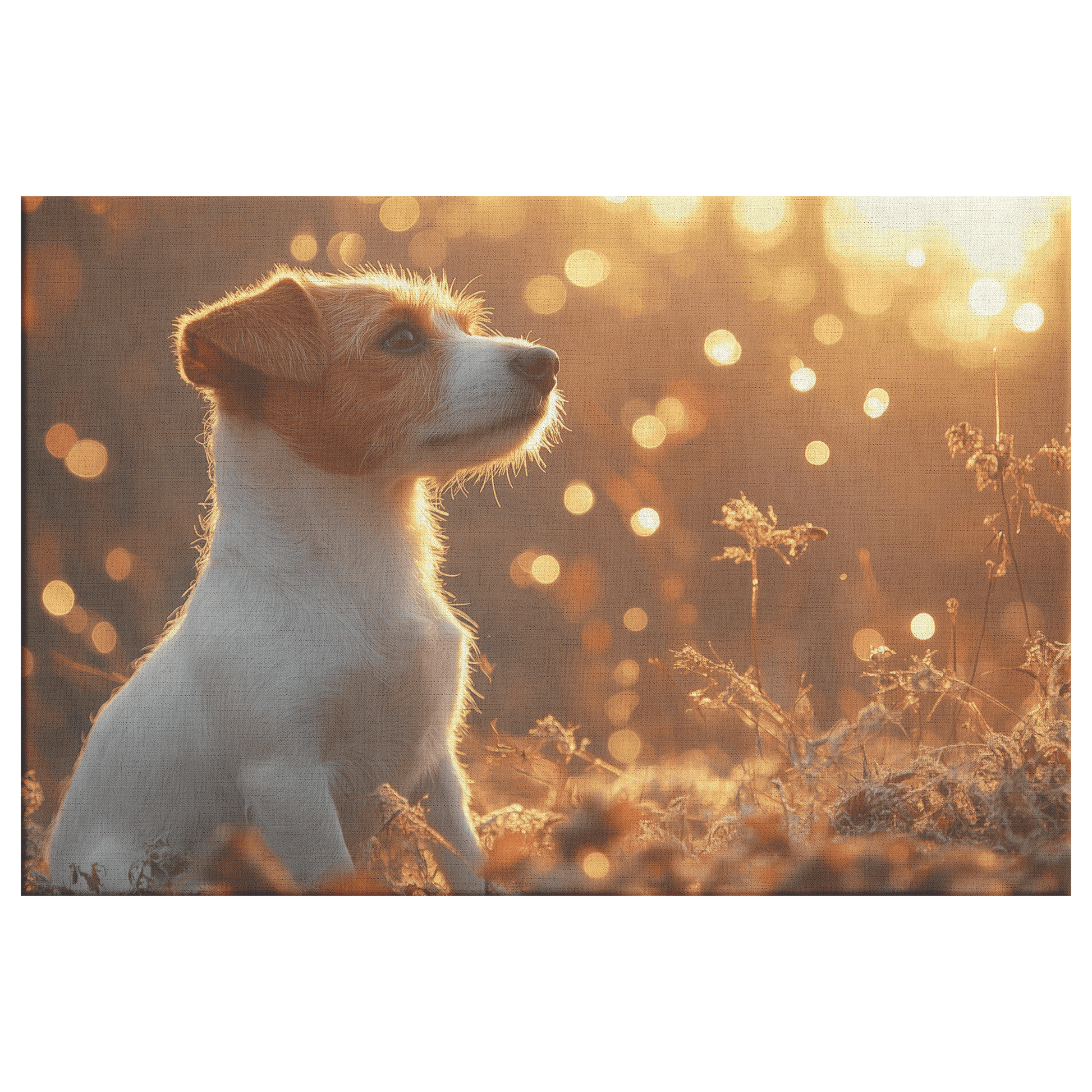 Parson Russell Terrier In Forest Setting With Shimmering Textures And Glowing Silver Highlights Canvas Wall Art Decor - Awakening Righteousness