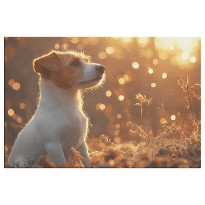 Parson Russell Terrier In Forest Setting With Shimmering Textures And Glowing Silver Highlights Canvas Wall Art Decor - Awakening Righteousness