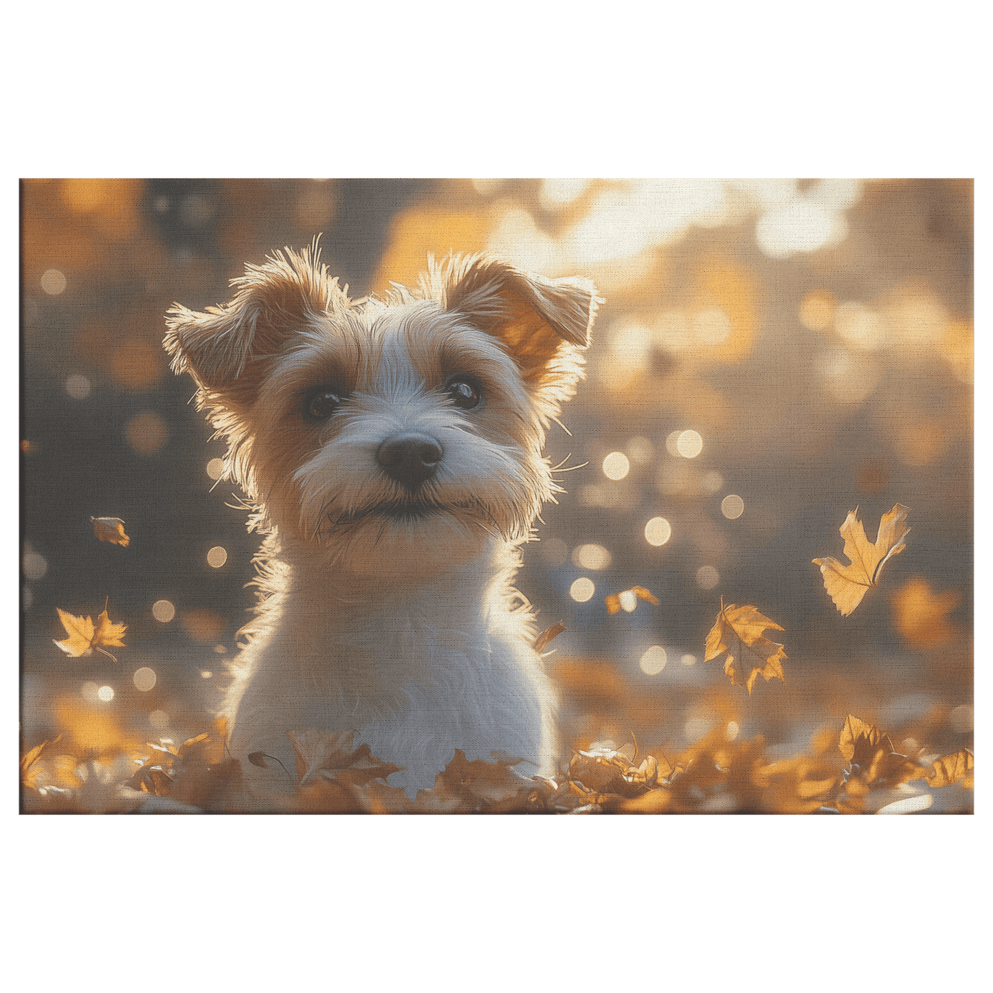 Parson Russell Terrier In Forest Setting With Shimmering Textures And Glowing Silver Highlights Canvas Wall Art Decor - Awakening Righteousness