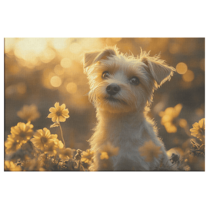 Parson Russell Terrier In Forest Setting With Shimmering Textures And Glowing Silver Highlights Canvas Wall Art Decor - Awakening Righteousness