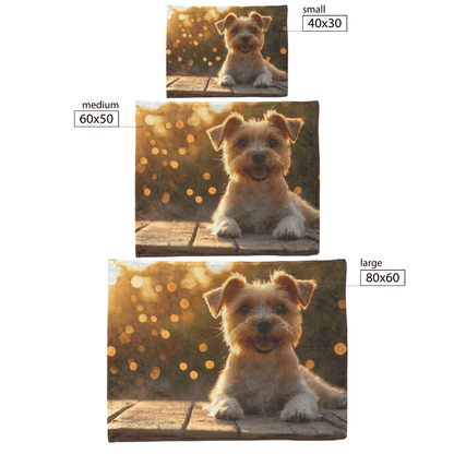 Parson Russell Terrier Lying on Wooden Deck Surrounded by Shimmering Golden Textures and Glowing Light Rays Fleece Sherpa Blanket - Awakening Righteousness