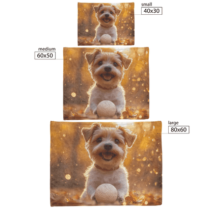 Parson Russell Terrier Playing With Ball Surrounded by Shimmering Textures and Radiant Golden Light Fleece Sherpa Blanket - Awakening Righteousness