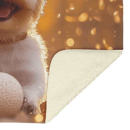 Parson Russell Terrier Playing With Ball Surrounded by Shimmering Textures and Radiant Golden Light Fleece Sherpa Blanket - Awakening Righteousness