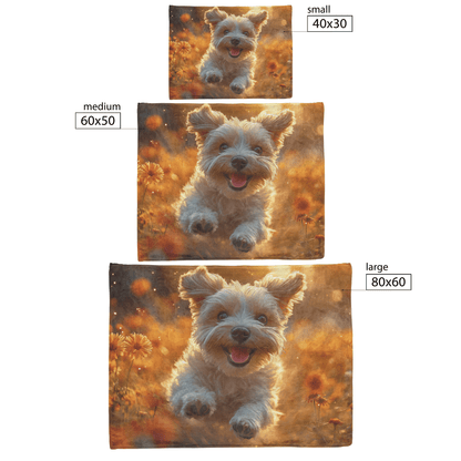 Parson Russell Terrier Running Through Field of Wildflowers Surrounded by Shimmering Stars and Glowing Textures Fleece Sherpa Blanket - Awakening Righteousness