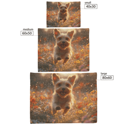 Parson Russell Terrier Running Through Field of Wildflowers Surrounded by Shimmering Stars and Glowing Textures Fleece Sherpa Blanket - Awakening Righteousness