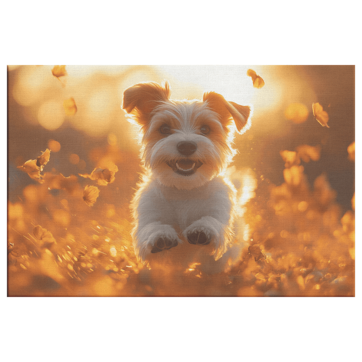 Parson Russell Terrier Running Through Wildflower Field With Shimmering Stars And Cosmic Textures Canvas Wall Art Decor - Awakening Righteousness
