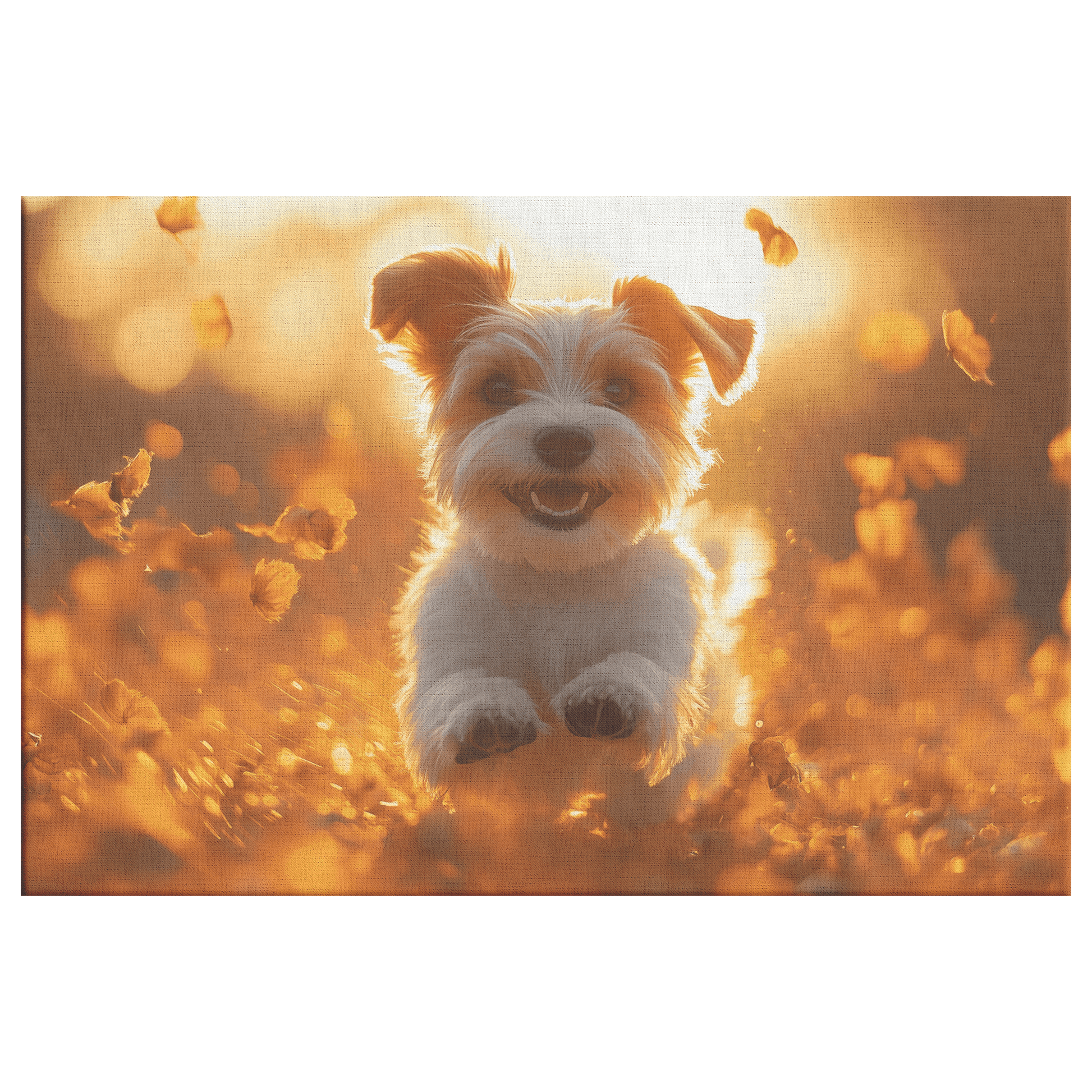 Parson Russell Terrier Running Through Wildflower Field With Shimmering Stars And Cosmic Textures Canvas Wall Art Decor - Awakening Righteousness