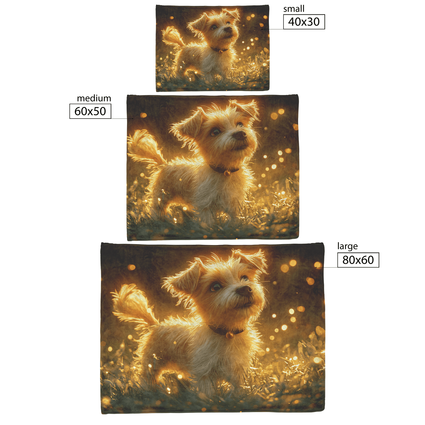 Parson Russell Terrier Standing in Lush Green Meadow Surrounded by Golden Light Trails With Glowing Fur Fleece Sherpa Blanket - Awakening Righteousness