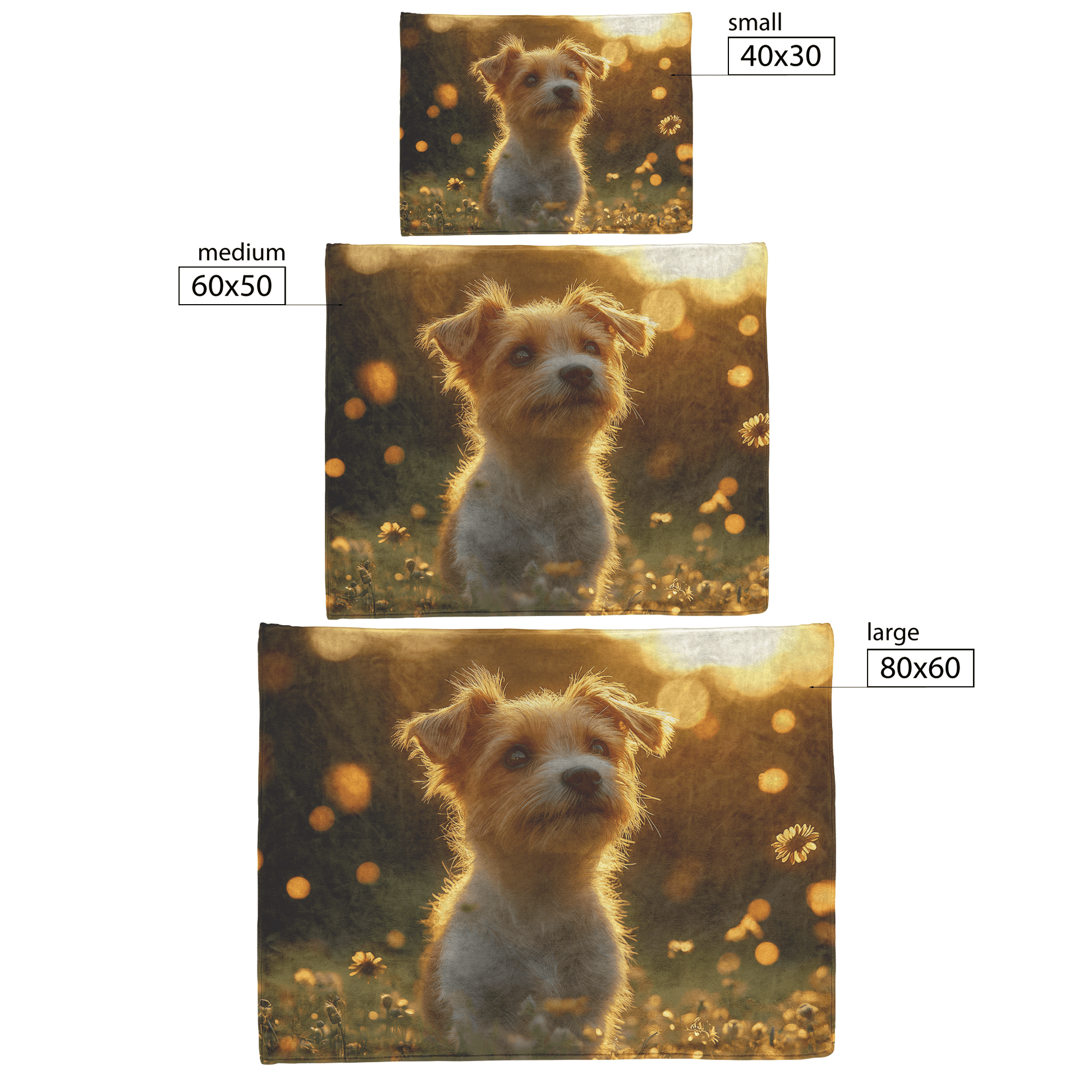 Parson Russell Terrier Standing in Lush Green Meadow Surrounded by Golden Light Trails With Glowing Fur Fleece Sherpa Blanket - Awakening Righteousness