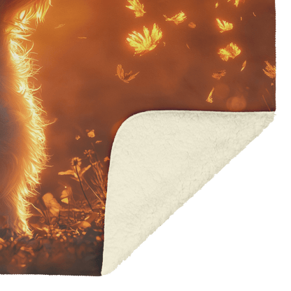 Parson Russell Terrier With Glowing Fur Sitting Under Tree Surrounded by Shimmering Textures and Light Trails Fleece Sherpa Blanket - Awakening Righteousness
