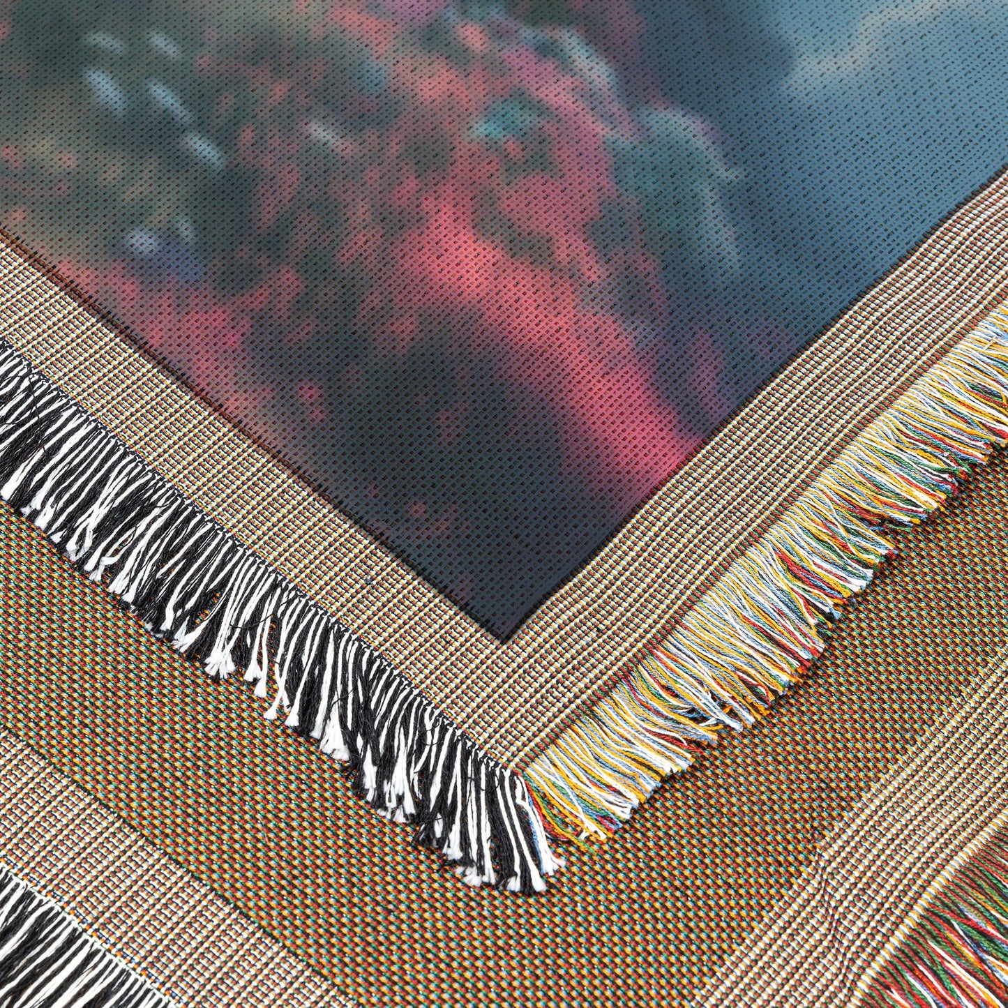 Pathway to the Cross with Blooming Flowers and Dramatic Sky Woven Throw Blanket for Home Decor - Awakening Righteousness