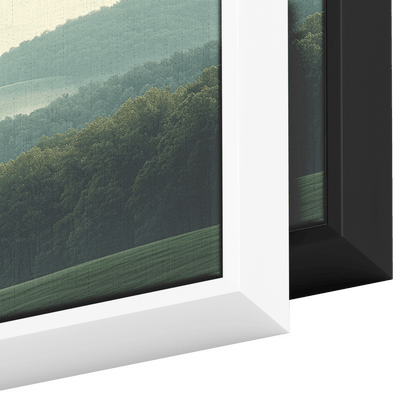 Peaceful Panoramic Artwork Rolling Hills Dense Forests Taupe Muted Green Tones Ultra High Definition Minimal Detailing Panoramic Framed Canvas Wall Art - Awakening Righteousness