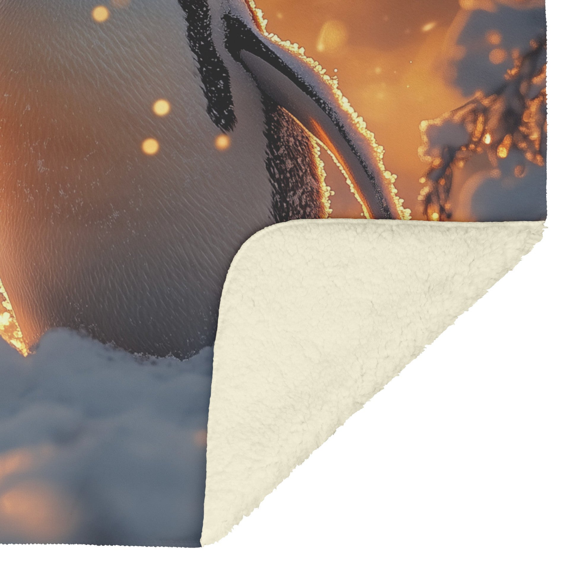 Penguin Walking Across Snowy Landscape Surrounded by Glowing Mist and Soft Golden Sunlight Fleece Sherpa Blanket - Awakening Righteousness