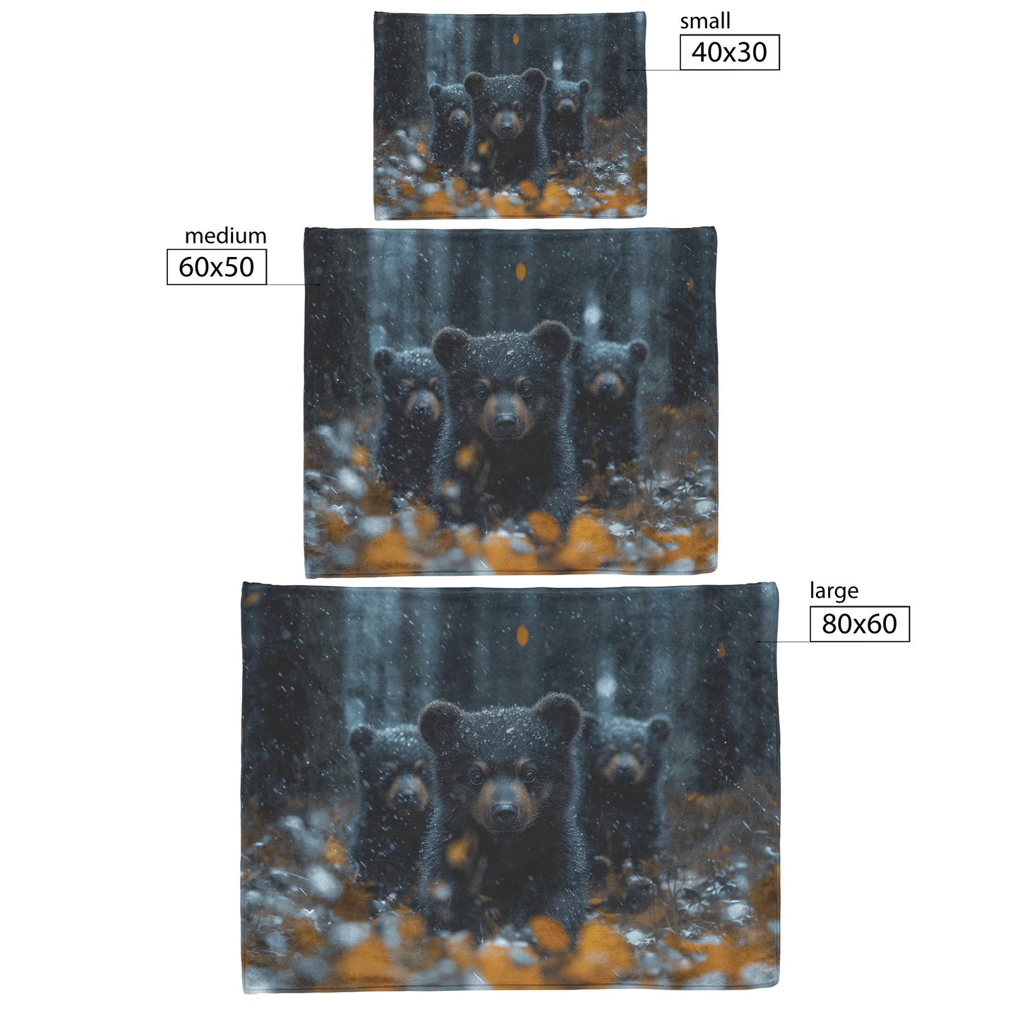 Playful Black Bear Cubs in Autumn Forest Cozy Sherpa Fleece Blanket - Awakening Righteousness