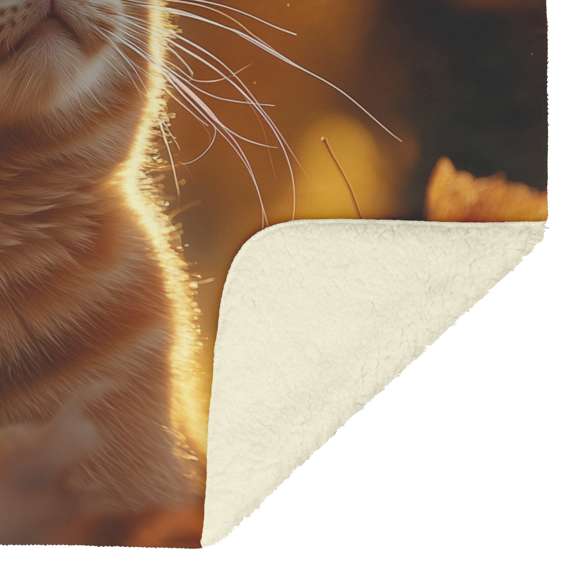 Playful Orange Tabby Cat Surrounded by Glowing Autumn Leaves Under Warm Afternoon Sun Fleece Sherpa Blanket - Awakening Righteousness