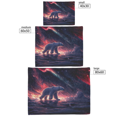 Polar Bear Walking Across Glowing Icy Plains Beneath Vibrant Aurora Borealis Sky Fleece Sherpa Blanket Cozy and Soft - Awakening Righteousness