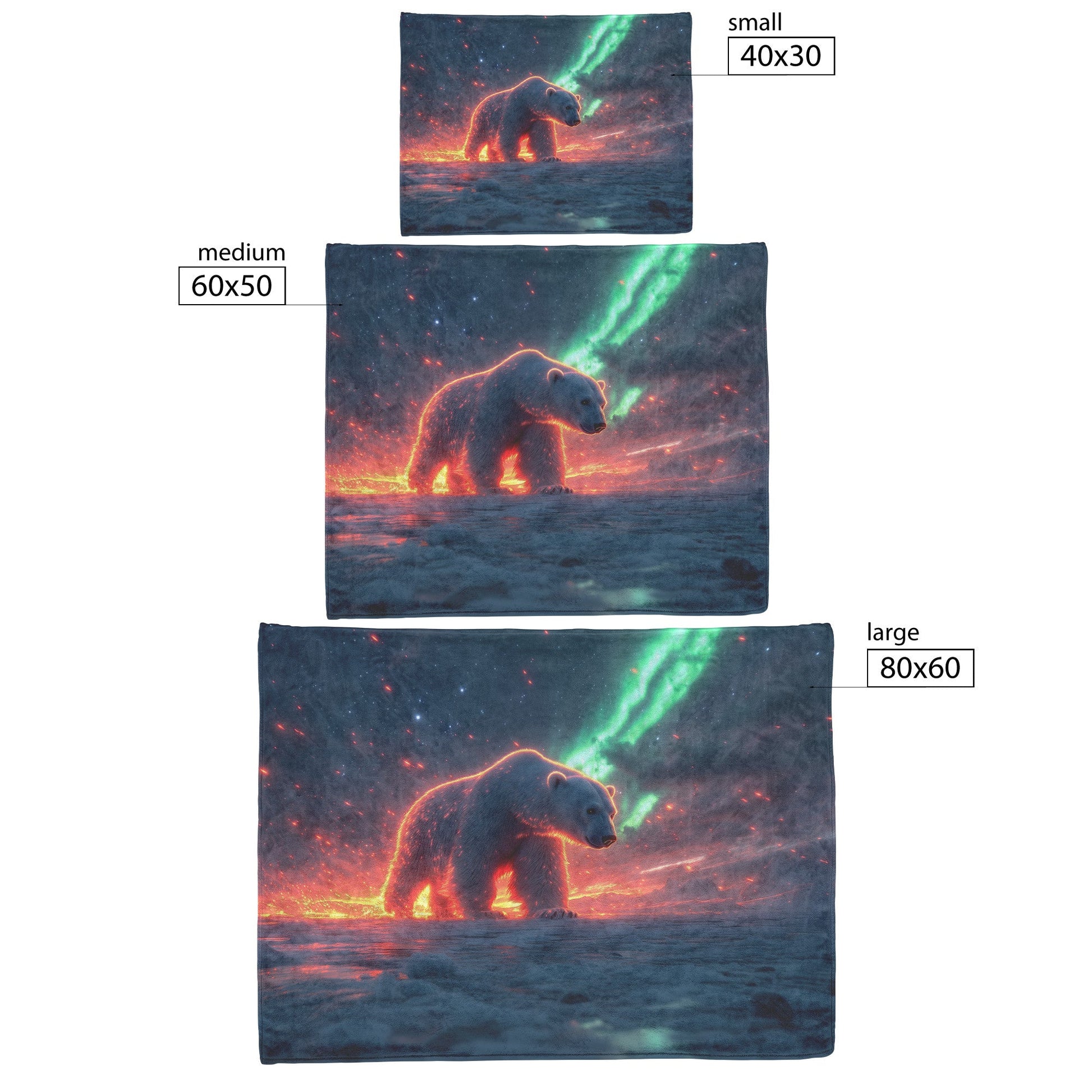 Polar Bear Walking Across Glowing Icy Plains Beneath Vibrant Aurora Borealis Sky Fleece Sherpa Blanket Cozy and Soft - Awakening Righteousness