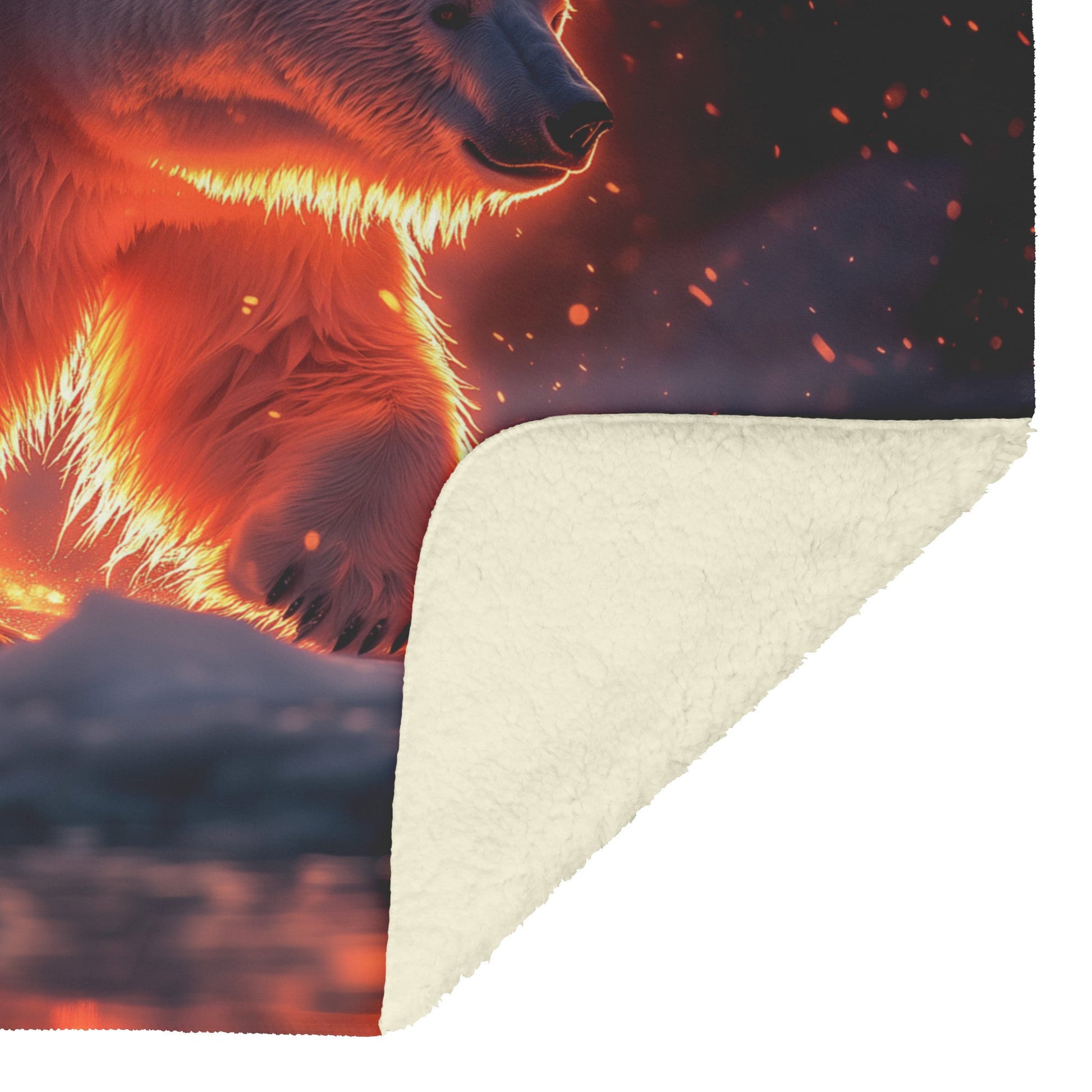 Polar Bear Walking Across Glowing Icy Plains Beneath Vibrant Aurora Borealis Sky Fleece Sherpa Blanket Cozy and Soft - Awakening Righteousness