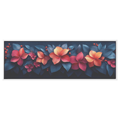 Polygonal Floral Patterns in Vibrant Color Schemes Panoramic Framed Canvas Wall Art for Home and Office - Awakening Righteousness