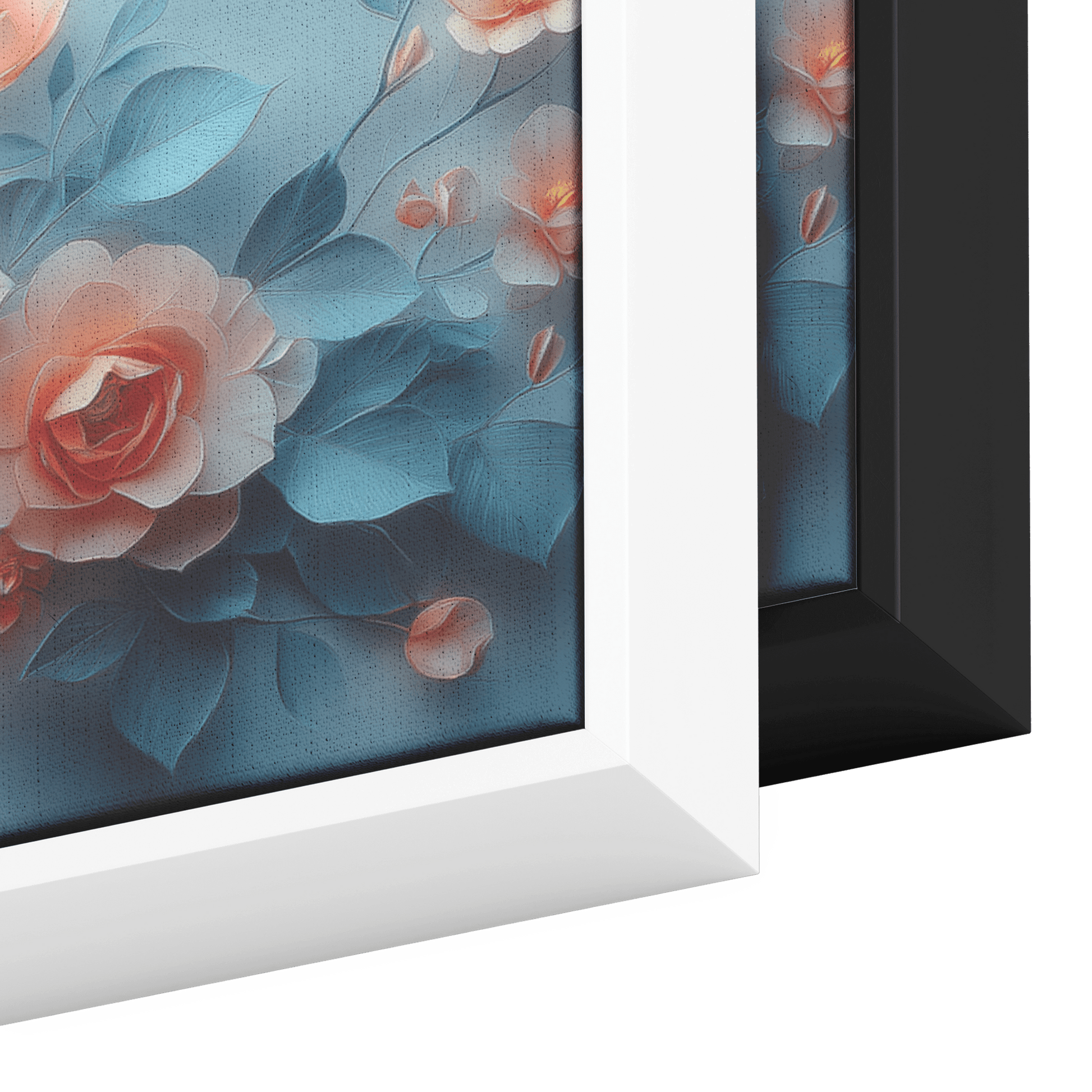 Polygonal Floral Patterns Soft Pastel Gradients Crystal Clear Outlines Panoramic Framed Canvas Wall Art Decor - Awakening Righteousness