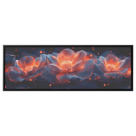 Polygonal Floral Patterns Vibrant Fractal Inspired Shapes Panoramic Framed Canvas Wall Art for Home and Office - Awakening Righteousness