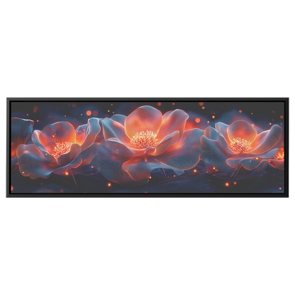 Polygonal Floral Patterns Vibrant Fractal Inspired Shapes Panoramic Framed Canvas Wall Art for Home and Office - Awakening Righteousness