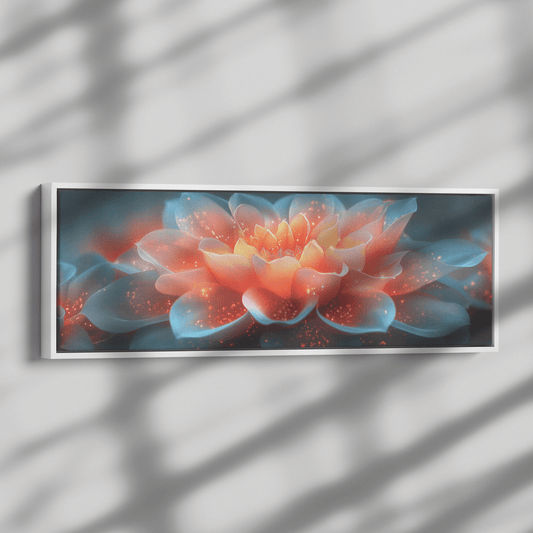 Polygonal Floral Patterns Vibrant Fractal Inspired Shapes Panoramic Framed Canvas Wall Art for Home and Office - Awakening Righteousness