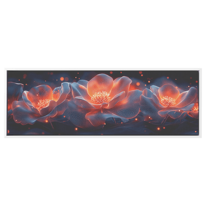 Polygonal Floral Patterns Vibrant Fractal Inspired Shapes Panoramic Framed Canvas Wall Art for Home and Office - Awakening Righteousness