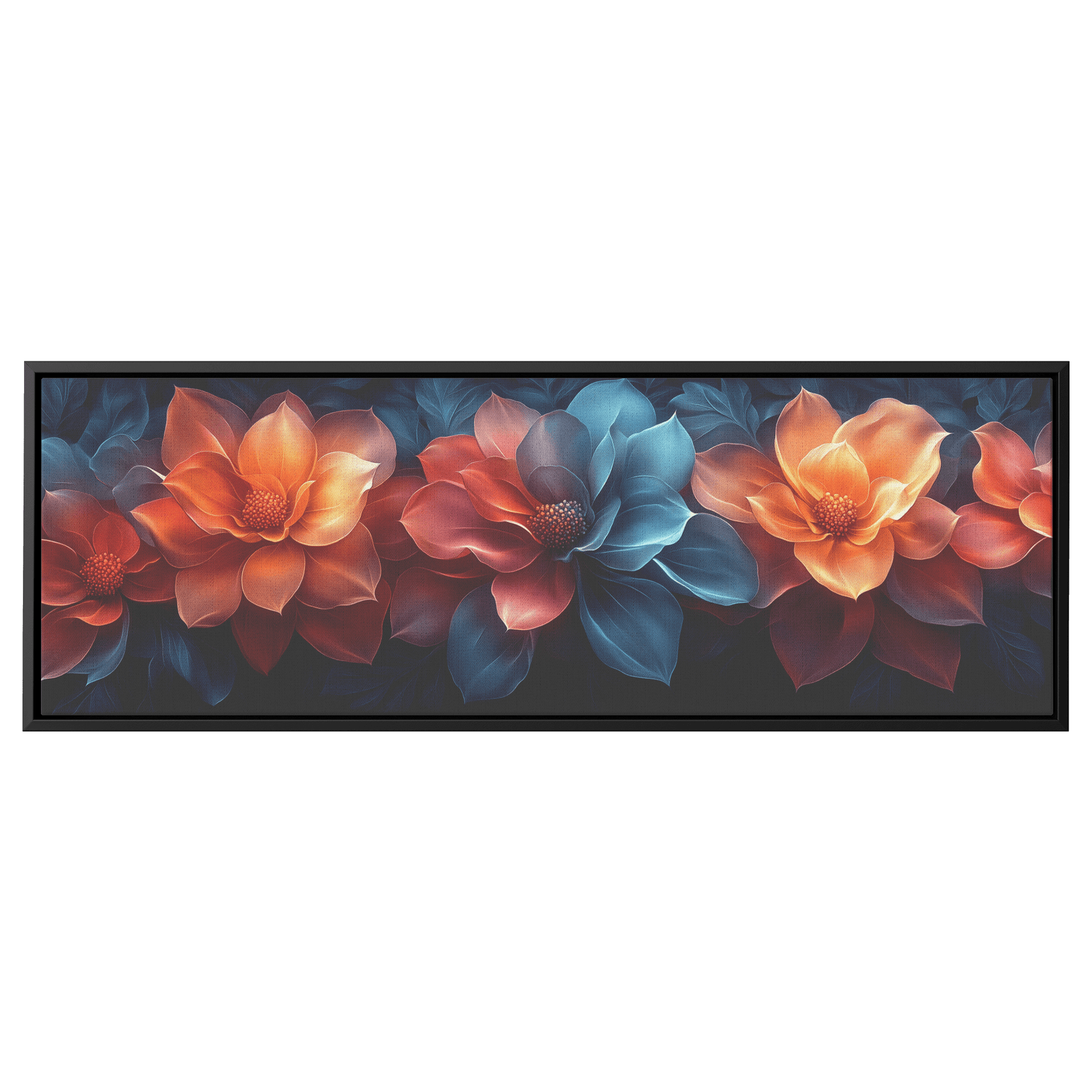 Polygonal Floral Patterns Vibrant Fractal Inspired Shapes Panoramic Framed Canvas Wall Art for Modern Decor - Awakening Righteousness