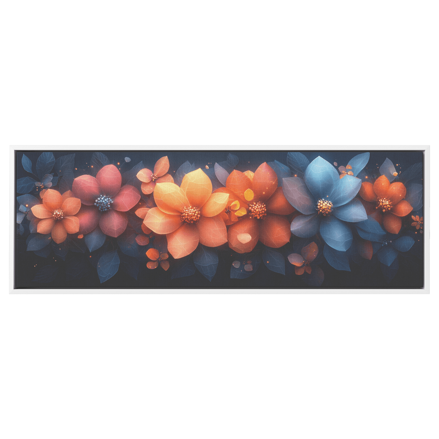 Polygonal Floral Patterns Vibrant Fractal Inspired Shapes Panoramic Framed Canvas Wall Art for Modern Decor - Awakening Righteousness