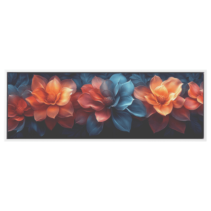 Polygonal Floral Patterns Vibrant Fractal Inspired Shapes Panoramic Framed Canvas Wall Art for Modern Decor - Awakening Righteousness