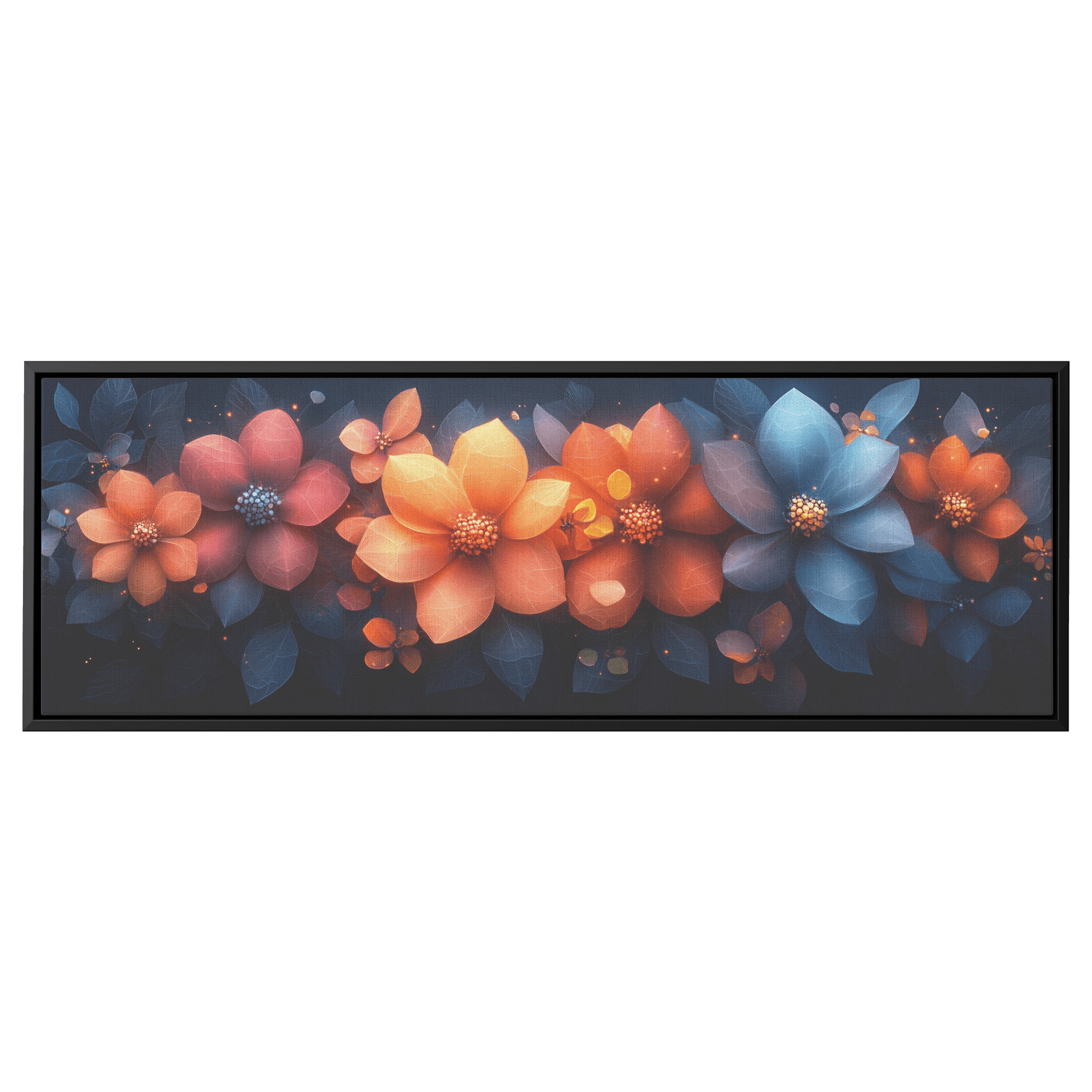 Polygonal Floral Patterns Vibrant Fractal Inspired Shapes Panoramic Framed Canvas Wall Art for Modern Decor - Awakening Righteousness