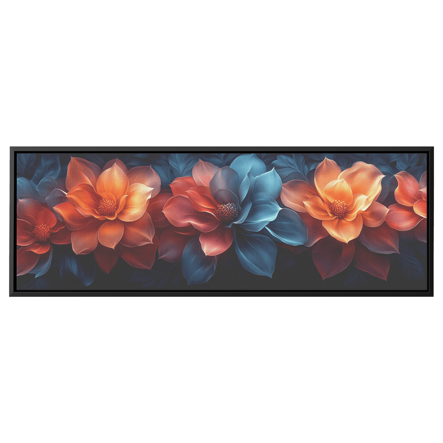 Polygonal Floral Patterns Vibrant Fractal Inspired Shapes Panoramic Framed Canvas Wall Art for Modern Decor - Awakening Righteousness