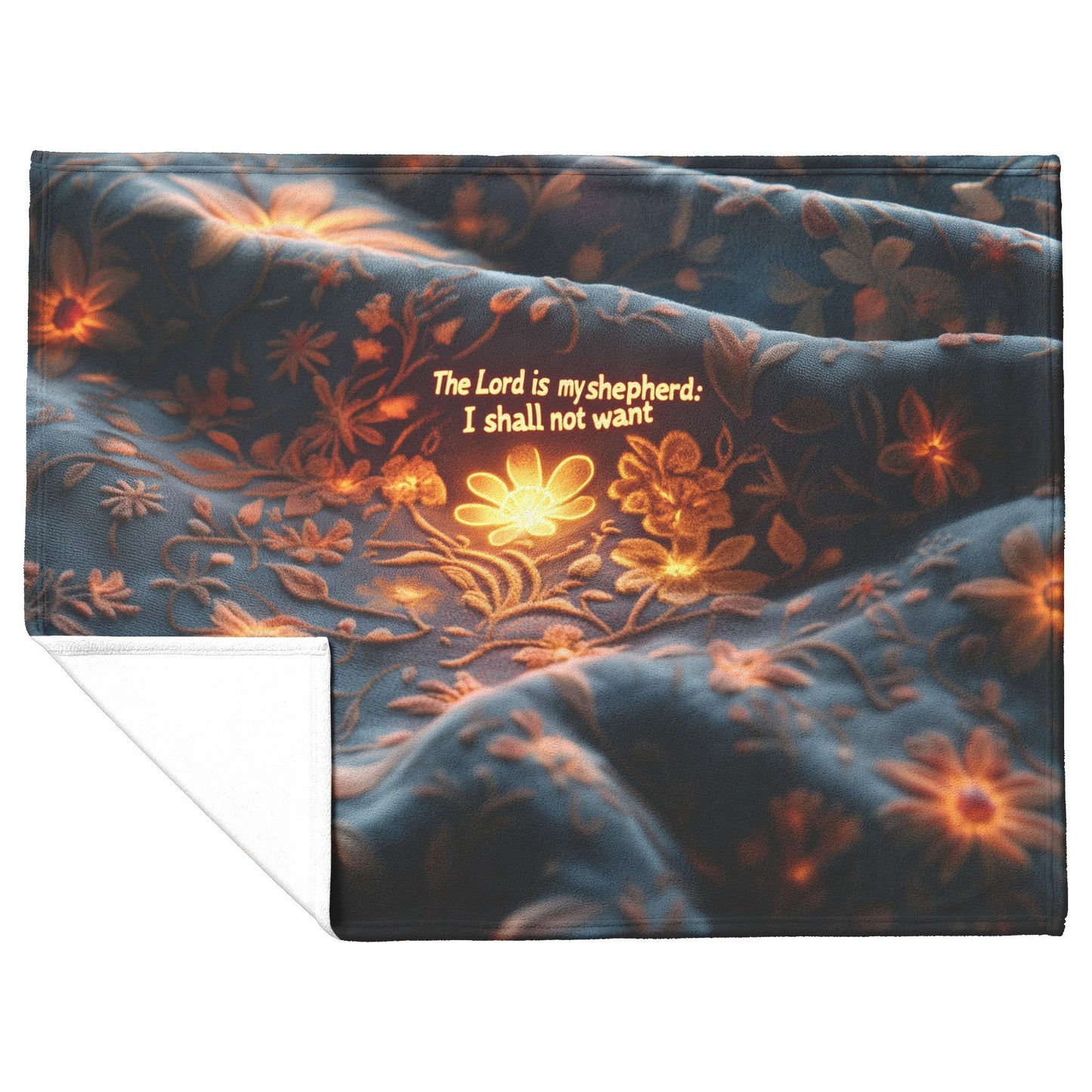 Psalm 23 The Lord Is My Shepherd Fleece Sherpa Blanket Floral Christian Art Cozy Inspirational Home Decor Gift - Awakening Righteousness