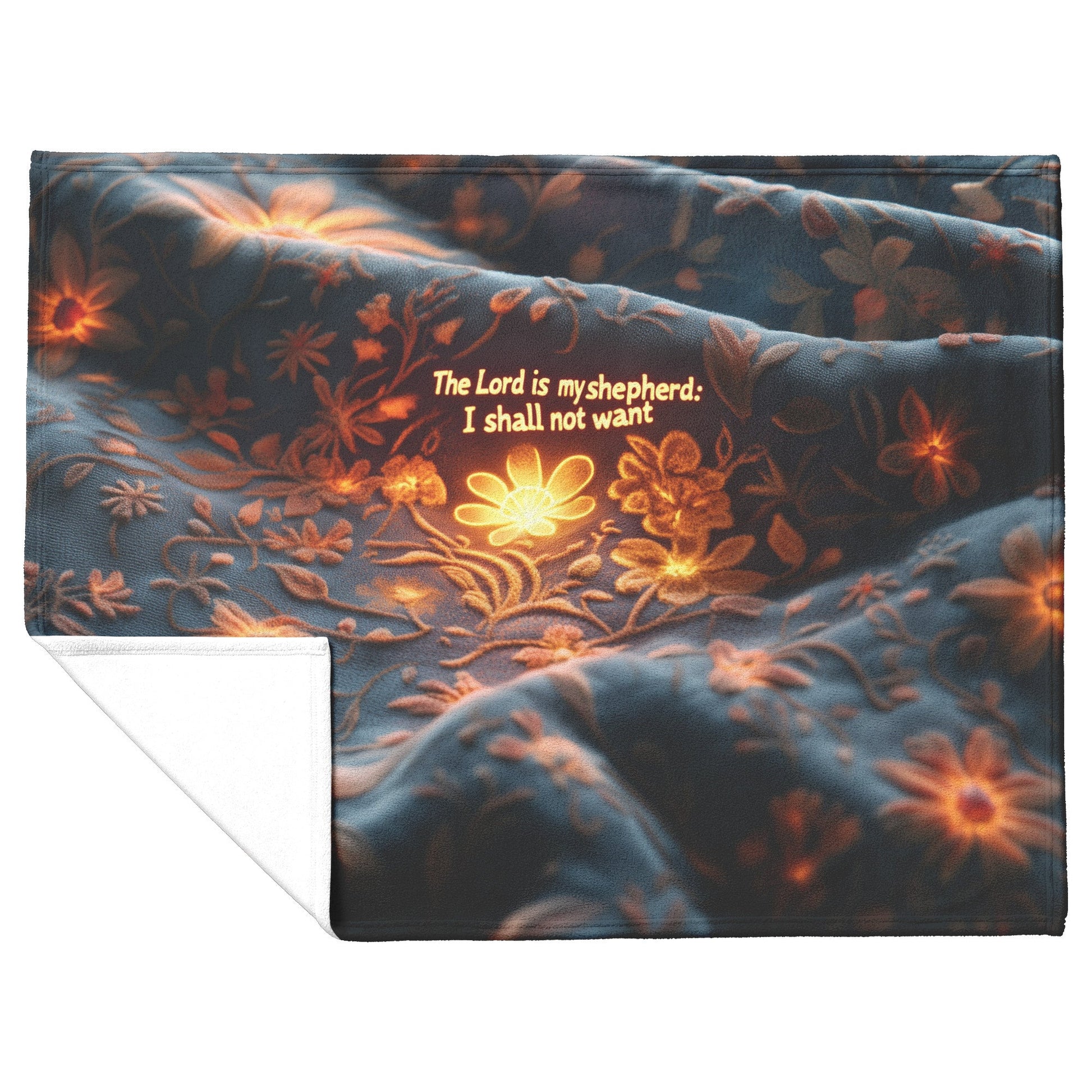 Psalm 23 The Lord Is My Shepherd Fleece Sherpa Blanket Floral Christian Art Cozy Inspirational Home Decor Gift - Awakening Righteousness