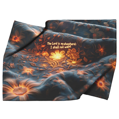 Psalm 23 The Lord Is My Shepherd Fleece Sherpa Blanket Floral Christian Art Cozy Inspirational Home Decor Gift - Awakening Righteousness
