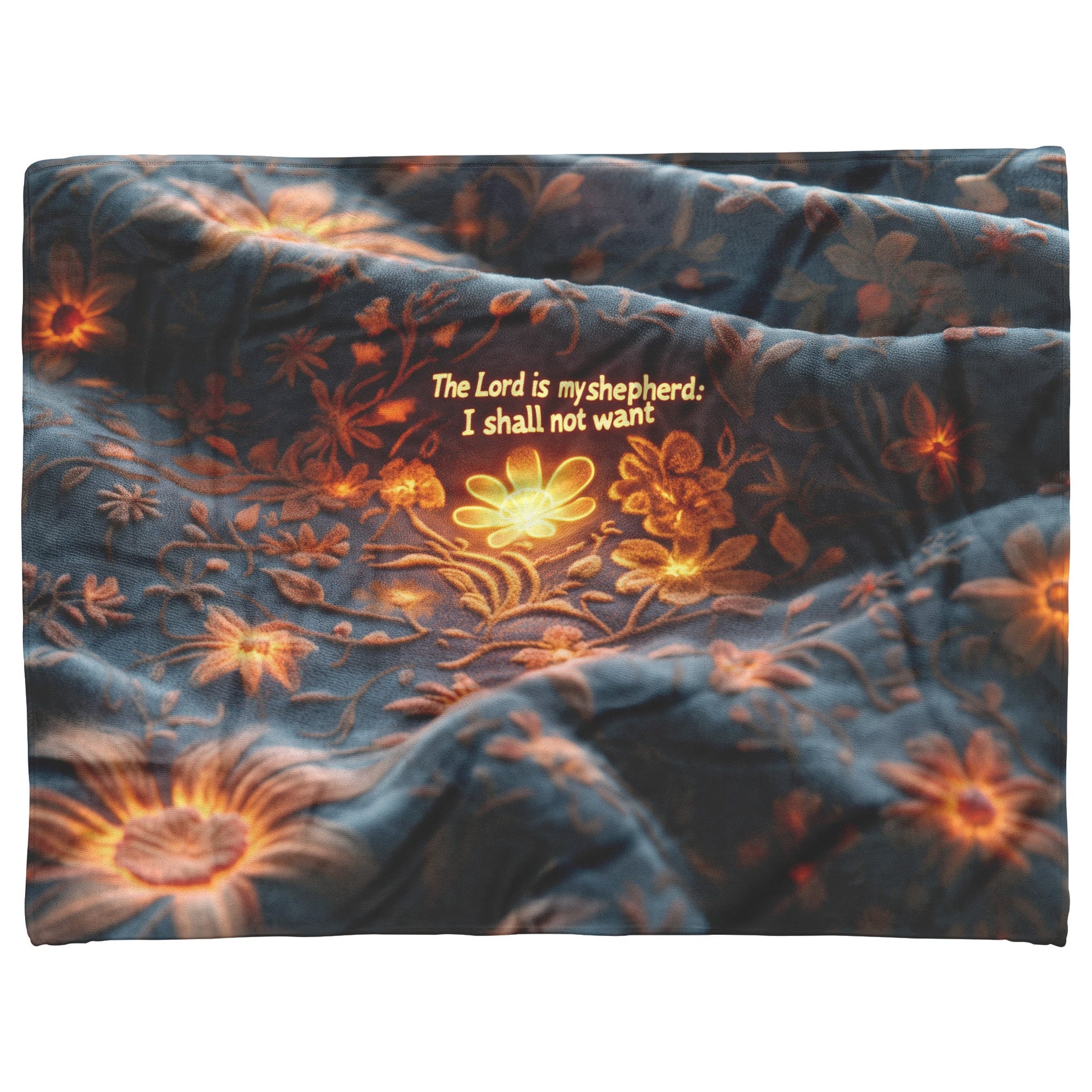 Psalm 23 The Lord Is My Shepherd Fleece Sherpa Blanket Floral Christian Art Cozy Inspirational Home Decor Gift - Awakening Righteousness