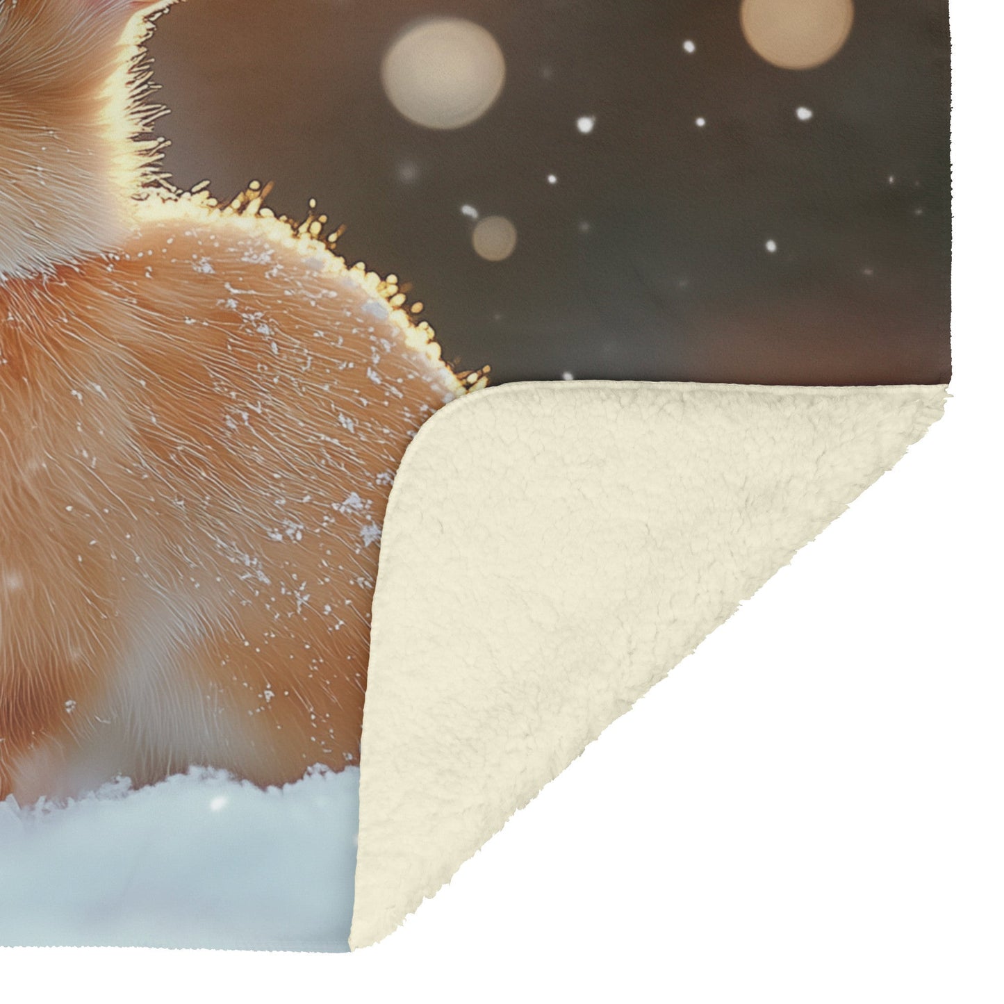 Rabbit in Snowy Forest Under Glowing Moonlight with Silver Light and Twinkling Snowflakes Fleece Sherpa Blanket - Awakening Righteousness
