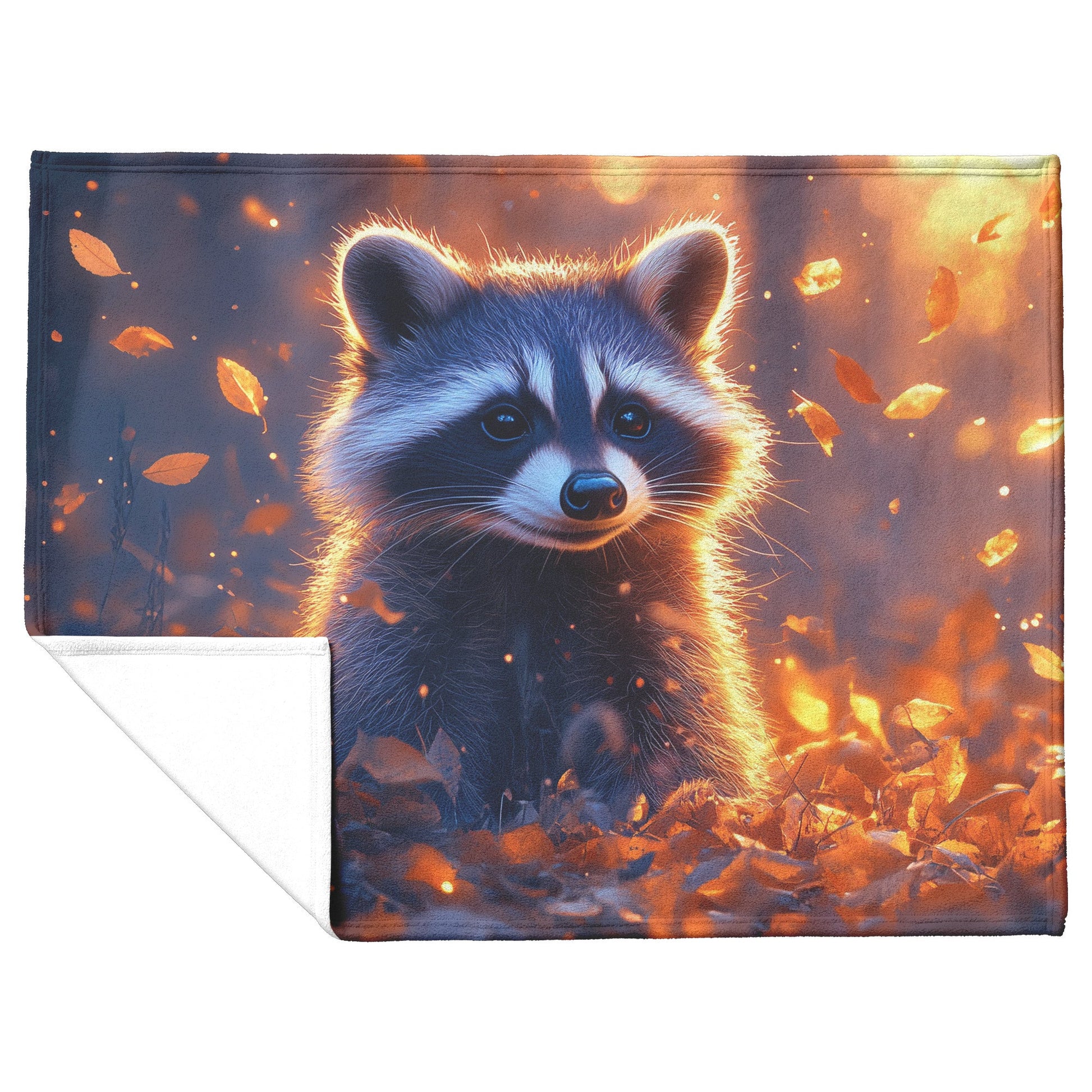 Raccoon Peeking from Glowing Grass in Twilight Forest Intricate Fur Luminous Highlights Fleece Sherpa Blanket - Awakening Righteousness