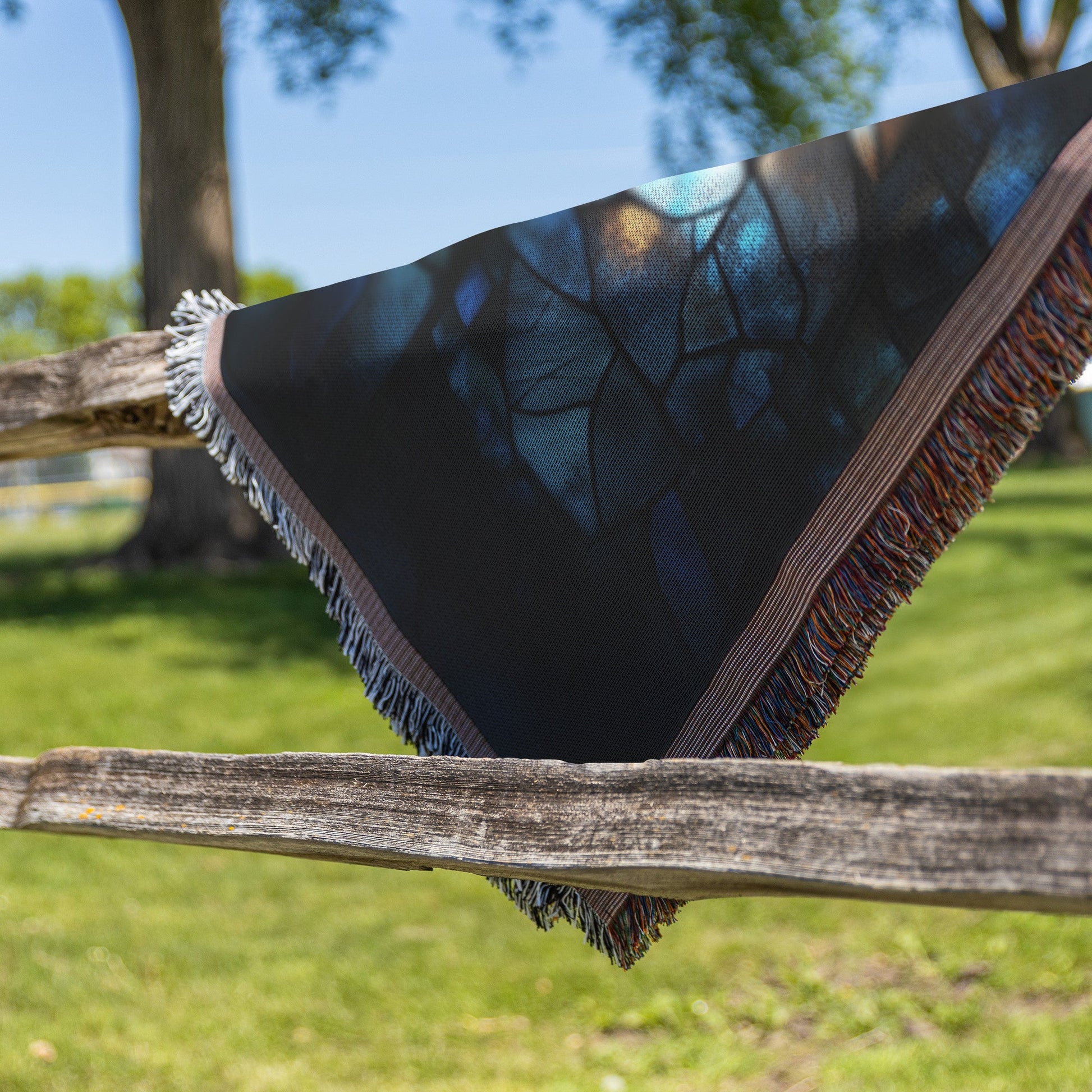 Radiant Angel Wing Cross Stained Glass Woven Throw Blanket for Inspirational Home Decor and Cozy Faithful Comfort - Awakening Righteousness