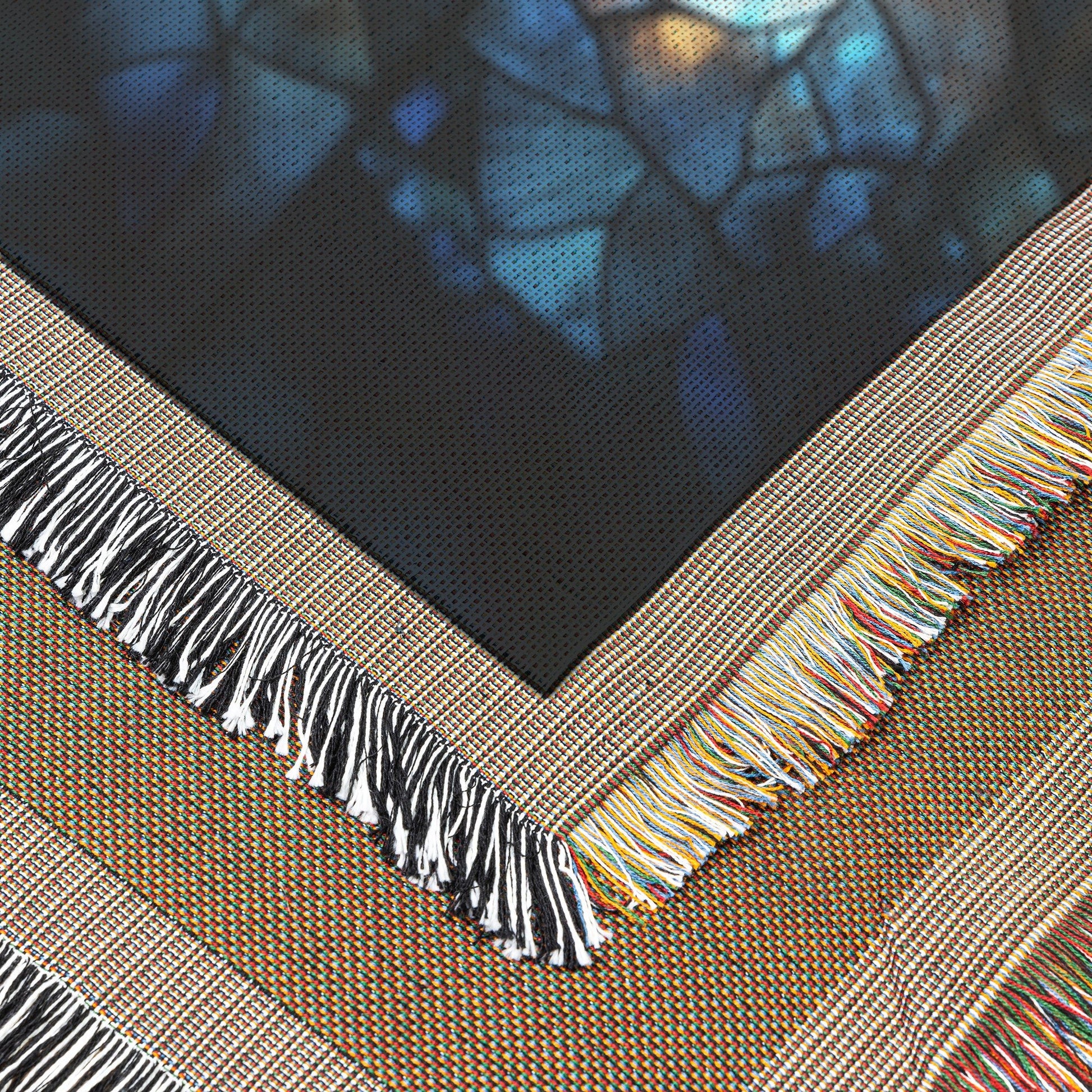 Radiant Angel Wing Cross Stained Glass Woven Throw Blanket for Inspirational Home Decor and Cozy Faithful Comfort - Awakening Righteousness