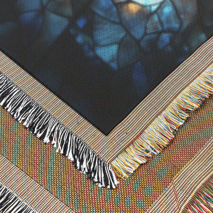Radiant Angel Wing Cross Stained Glass Woven Throw Blanket for Inspirational Home Decor and Cozy Faithful Comfort - Awakening Righteousness