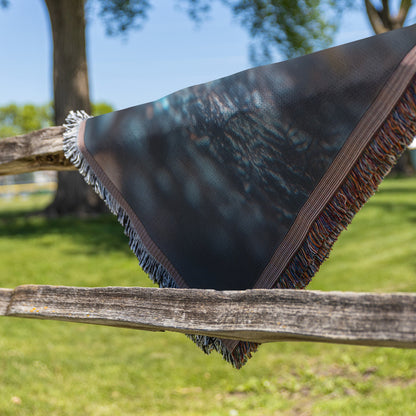 Radiant Blue Cross in Dewy Mist Woven Throw Blanket for Inspirational Christian Home Decor and Cozy Comfort - Awakening Righteousness