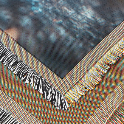 Radiant Blue Cross in Dewy Mist Woven Throw Blanket for Inspirational Christian Home Decor and Cozy Comfort - Awakening Righteousness