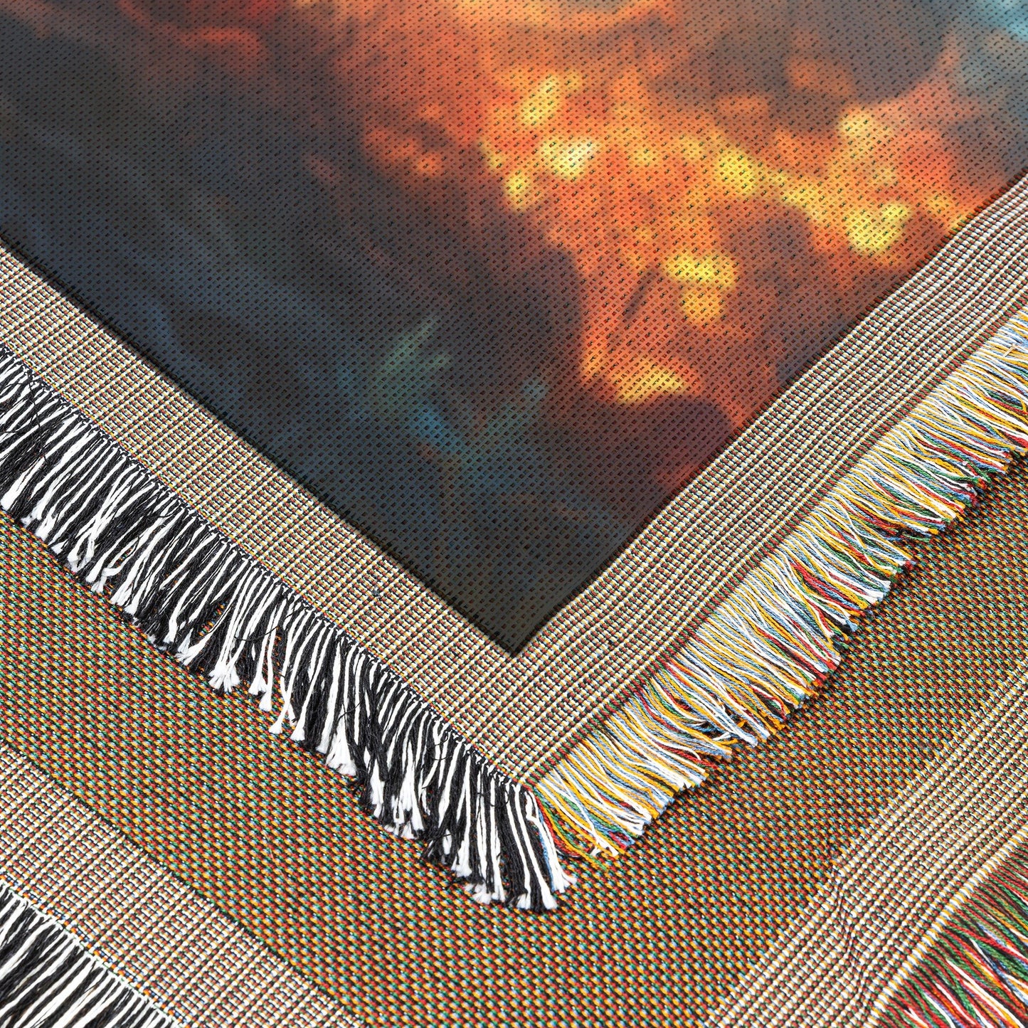 Radiant Cross at Twilight Stained Glass Woven Throw Blanket for Inspirational Home Decor and Cozy Faithful Comfort - Awakening Righteousness