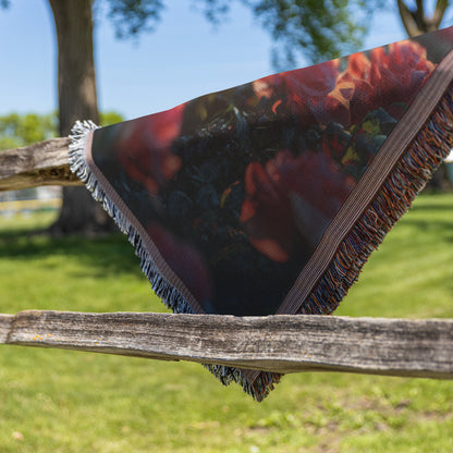 Radiant Cross in Rose Garden Woven Throw Blanket for Inspirational Christian Home Decor and Cozy Comfort - Awakening Righteousness